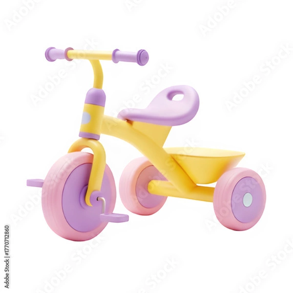 Obraz Tricycle toy for toddlers with storage basket and parent handle