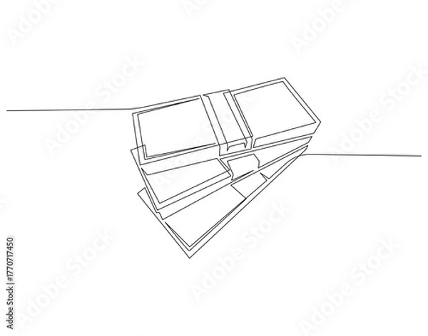 Fototapeta Stack of banknotes continuous line. Continuous one line drawing of stack banknotes. Dollar money concept. Single line drawing