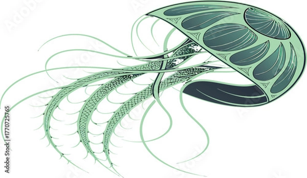 Obraz Jellyfish Abstract Illustration: A mesmerizing illustration of a jellyfish, featuring an abstract design with intricate patterns and flowing lines.