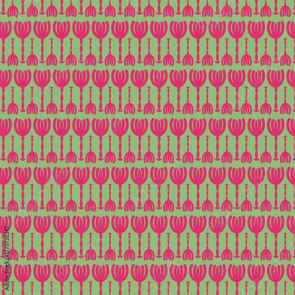Obraz  Tulips bloom  seamless vector pattern.
