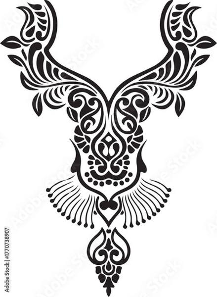 Fototapeta Black tribal eagle tattoo design vector illustration featuring the bird symbol with wings silhouette art