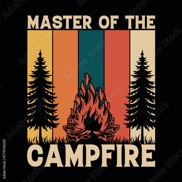 Obraz Master of the campfire retro sunset trees and fire design