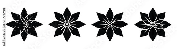 Fototapeta poinsettia flower silhouette vector icons collection isolated on white background.Christmas Vector Icon Set.