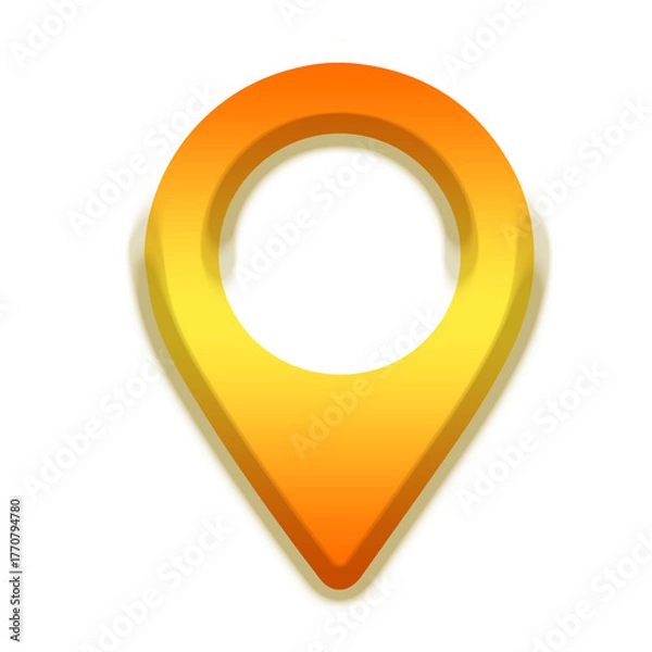 Obraz 3D golden map pointer icon with a shiny metallic round design