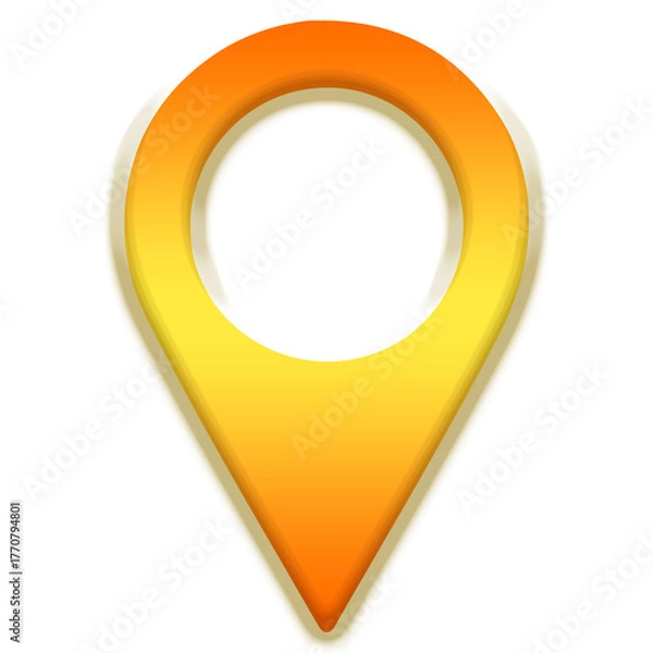 Obraz 3D golden map pointer icon with a shiny metallic round design