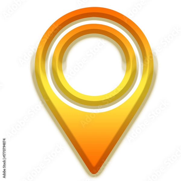 Obraz 3D golden map pointer icon with a shiny metallic round design