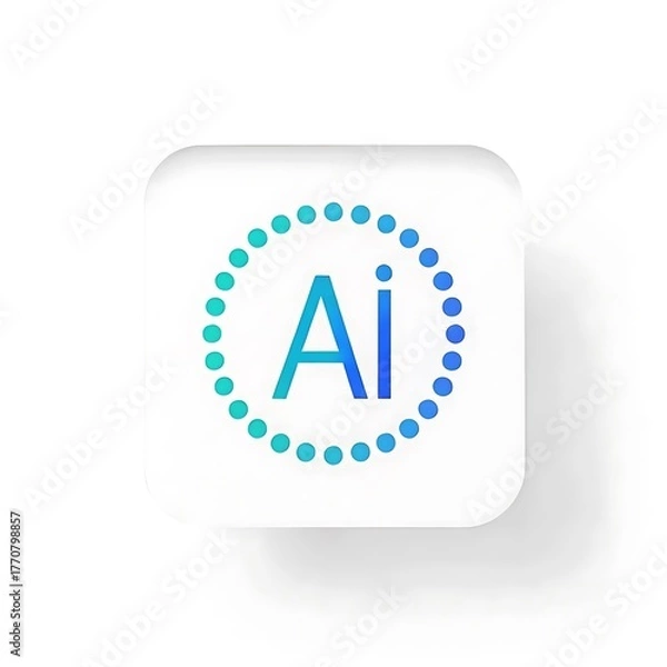 Fototapeta Ai logo in a circle of dots on a white square with rounded corners and drop shadow
