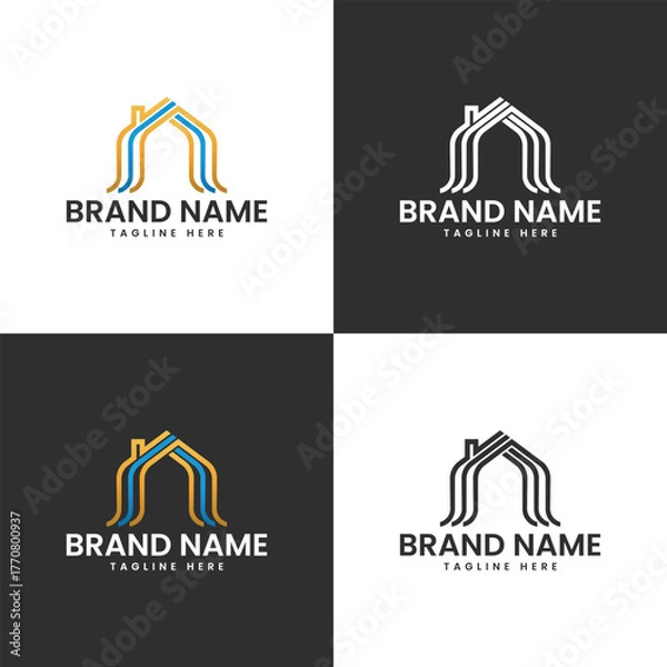 Obraz Minimalist house logo design featuring a simple home outline and roof concept