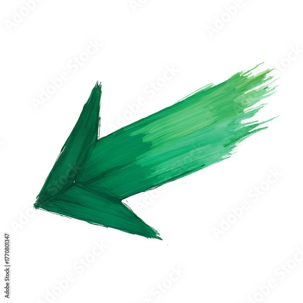 Obraz Green Arrow Brush Stroke isolated on a transparent background paint abstract