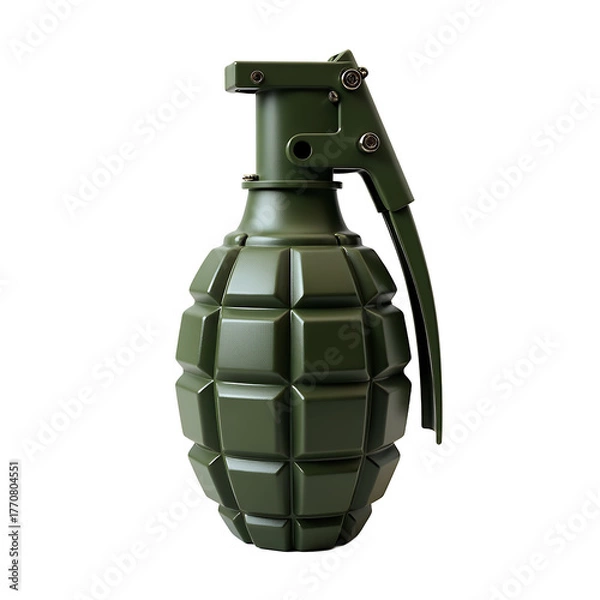Obraz Olive green fragmentation explosive device isolated on a transparent background grenade