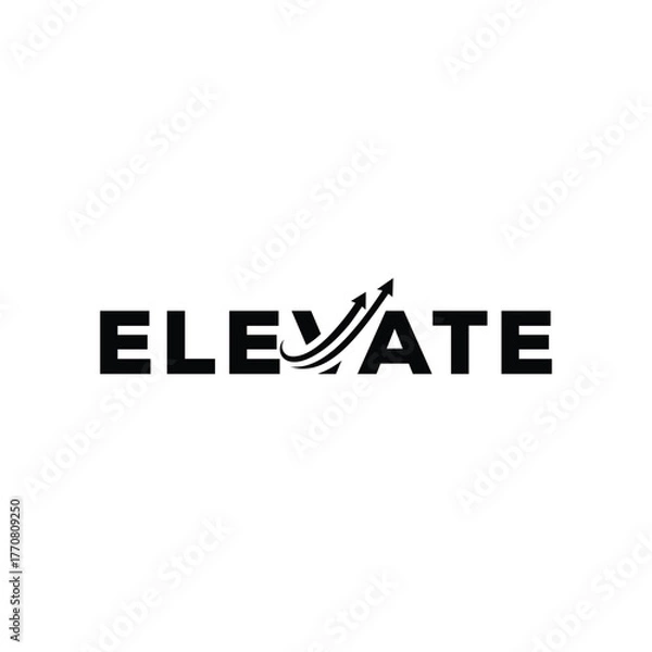 Fototapeta elevate text logo design, arrow financial graphic vector icon	