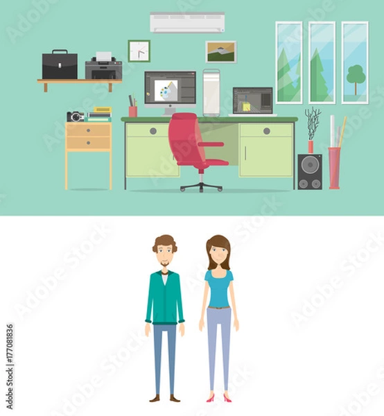 Obraz Animator Workspace Background and Character Concept