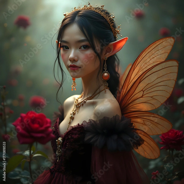 Obraz beautiful fairy of the red roses