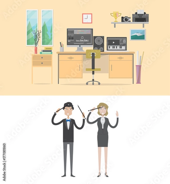 Obraz Composer Workspace Background and Character Concept