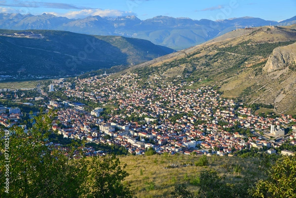Obraz A view of Mostar, the historical and touristic city of Bosnia and Herzegovina.