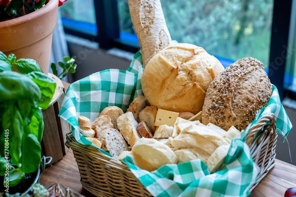 Obraz Basket of bread with different types