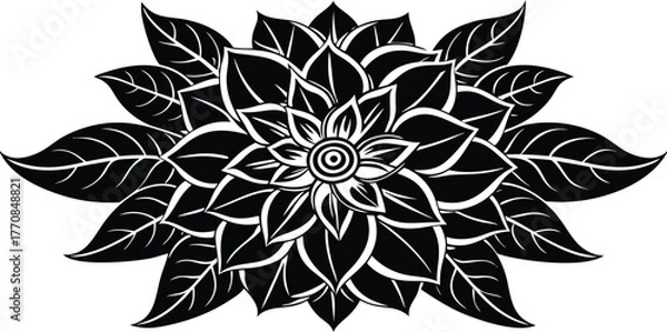 Fototapeta Flower Design Outline Vector – Elegant Floral Line Art, Minimalist Blossom Drawing, Botanical Outline Illustration for Coloring Pages, Tattoos, Patterns, and Decorative Design Projects
