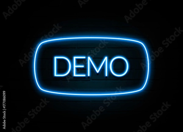 Obraz Demo  - colorful Neon Sign on brickwall