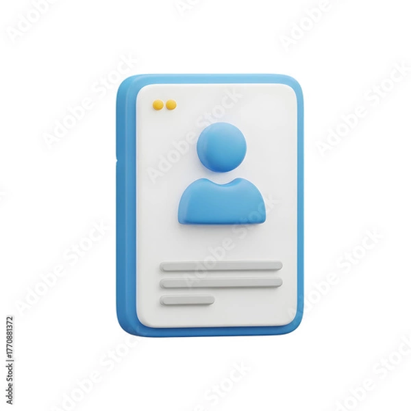 Fototapeta 3d rendering of user profile card isolated on transparent background for social media concept