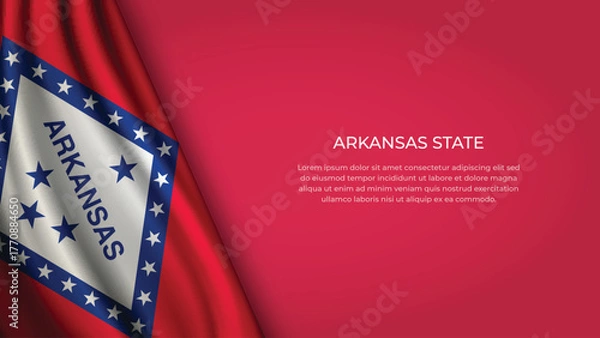 Obraz High Quality Backgound with Wavy Flag of State of Arkansas