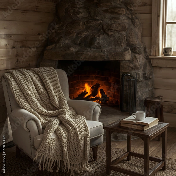 Fototapeta sofa layout with fireplace