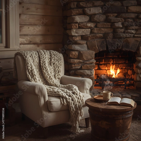 Fototapeta sofa layout with fireplace