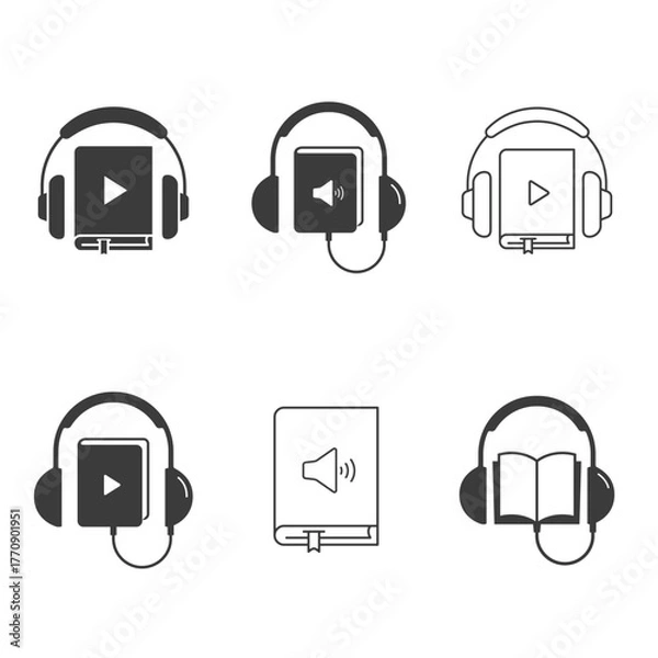 Obraz Audiobook icon set. Vector isolated illustration