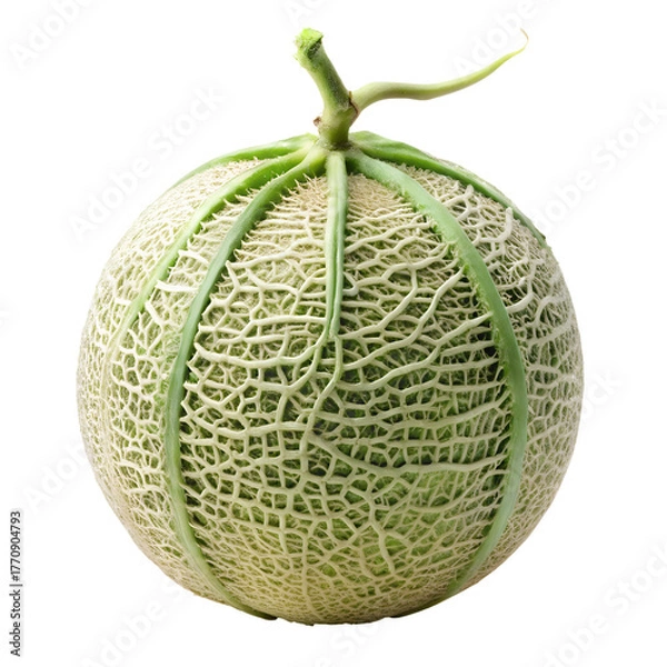 Fototapeta Cantaloupe Melon With Intricate Netting Pattern on Black Background fruit food isolated on a transparent background