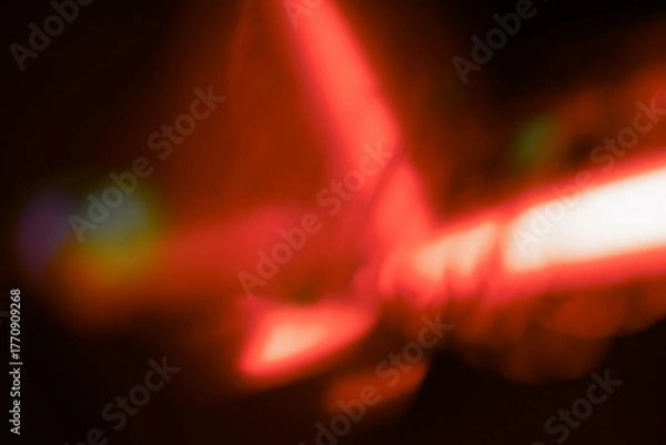 Obraz Smoke Abstract blur soft focus blinking light copy space background. Light and shadow neon red, black rays refraction.