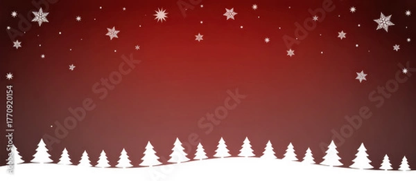 Obraz Winter landscape with snow and trees festive seasonal background for Christmas and New Year celebrations vector illustration