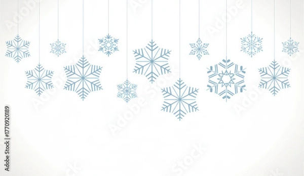 Fototapeta Snowflake vector illustration hanging winter decoration isolated design element for Christmas and New Year backgrounds