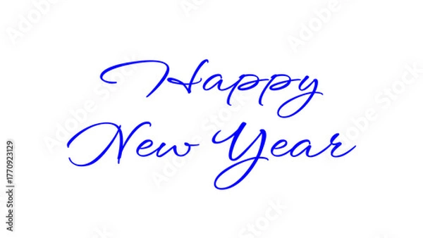 Obraz Happy New Year greeting image with Blue letters on a white background, festive New Year greeting card elements.
Happy New Year season concept with sparkling holiday cheer.