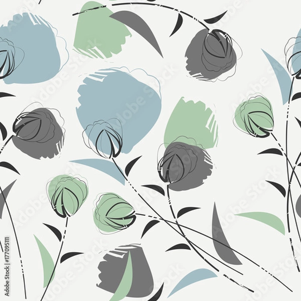 Obraz Decorative endless pattern with peony flowers