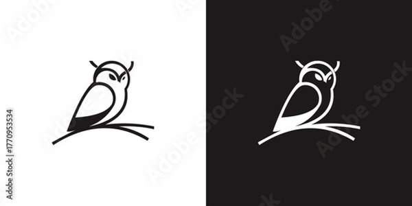 Fototapeta simple technology owl icon logo design vector illustration	