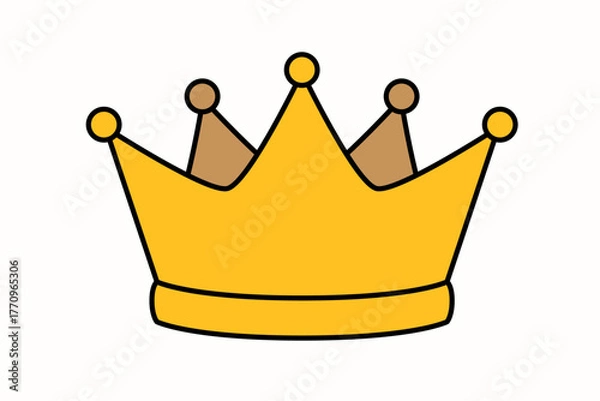 Fototapeta Golden crown icon isolated on white background representing royalty, power, leadership, and victory in simple flat design