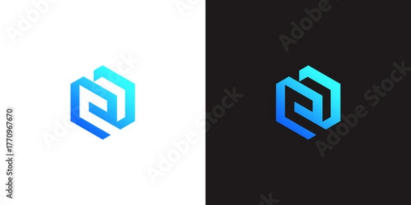 Fototapeta initial E icon monoline logo design vector	