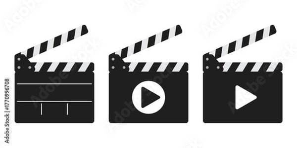 Obraz Clapper board vector icon set. Open movie clapper vector
