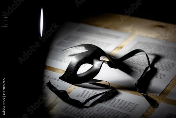 Fototapeta old book with a mask