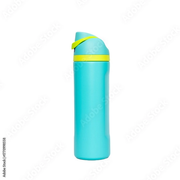 Obraz Blue and Yellow 500ml Reusable Drink Bottle with Flip Lid Isolated on White Background