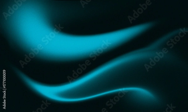 Fototapeta Abstract flowing waves of vibrant turquoise light against a dark background