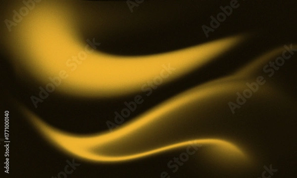 Fototapeta Abstract flowing golden waves of light on a dark background with soft focus and bokeh effect