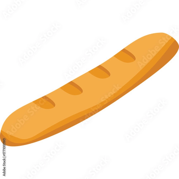 Fototapeta Golden Brown Baked Baguette Bread Isolated on Transparent Background Simple Object