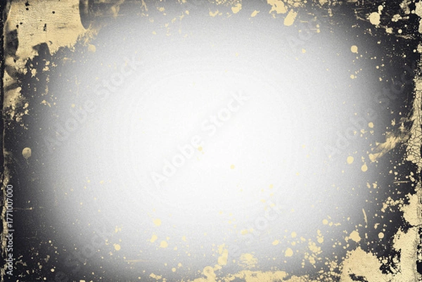 Fototapeta aged photo vignette template overlay with cracks, surface damage, grain, dirt and scratches with transparent background.