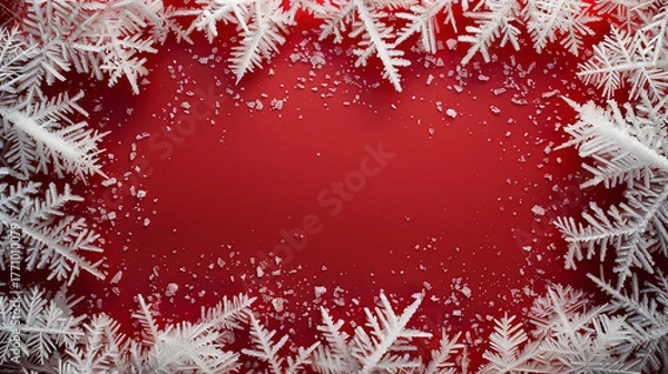 Obraz 赤背景に雪の結晶