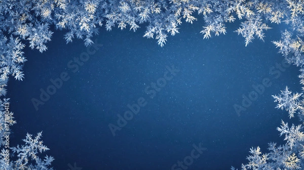 Obraz 青い背景の霜の結晶