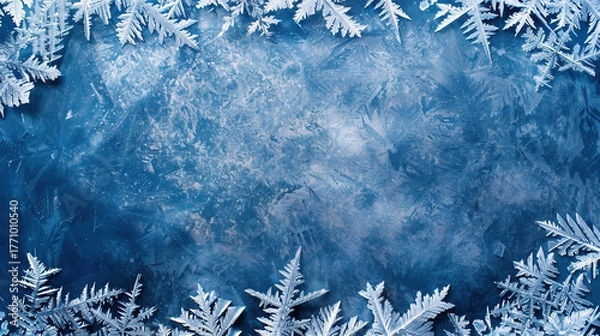 Obraz 氷の結晶とブルーの背景