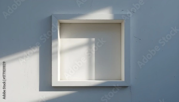 Obraz Shadow of window frame on bright wall, aesthetic minimal background