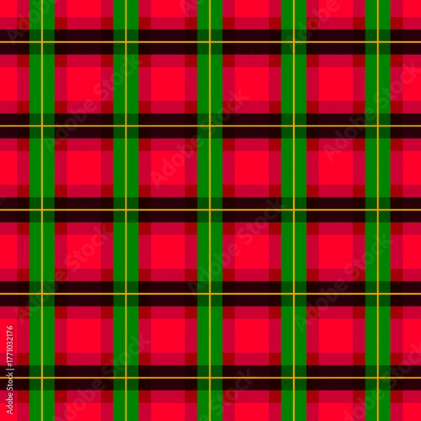 Fototapeta Bright red and green tartan plaid pattern with a pop and casual style