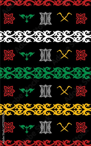 Obraz Acehnese batik motif. Acehnese traditional pattern with distinctive Acehnese colors. Vector illustration.