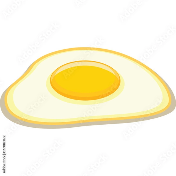 Obraz A Single Fried Egg With a Bright Yellow Yolk and White Edges Isolated on a Transparent Background Perfect for Food Illustration and Design